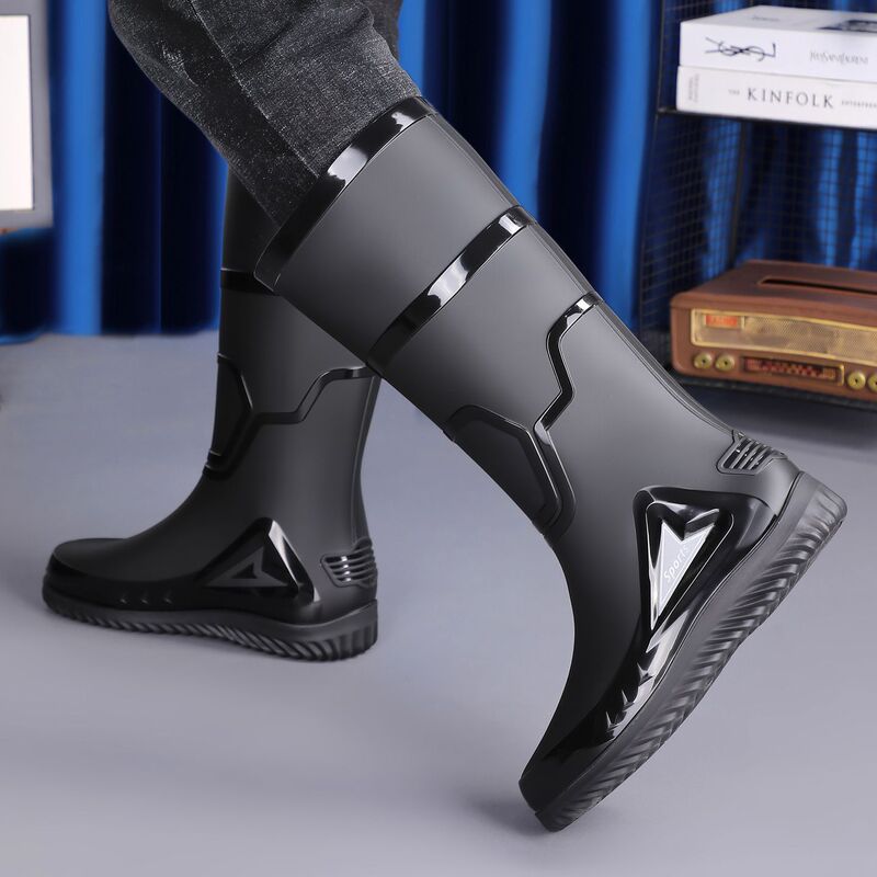 Thickened High-Top Size 50 Men's Durable Fashionable Rain Boots, Men's Water Shoes, Non-Slip, Waterproof, Warm Rain Boots, Long Boots for Fishing Thickened High-Top Size 50 Men's Durable Fashionable Rain Boots, Men's Water Shoes, Non-Slip, Waterproof, Warm Rain Boots, Long Boots for Fishing