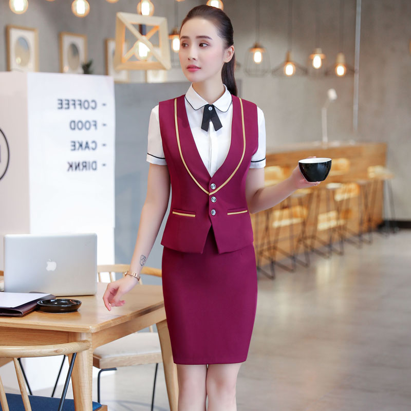 Occupation Short Sleeved Suit Female Hotel Front Desk Stewardess