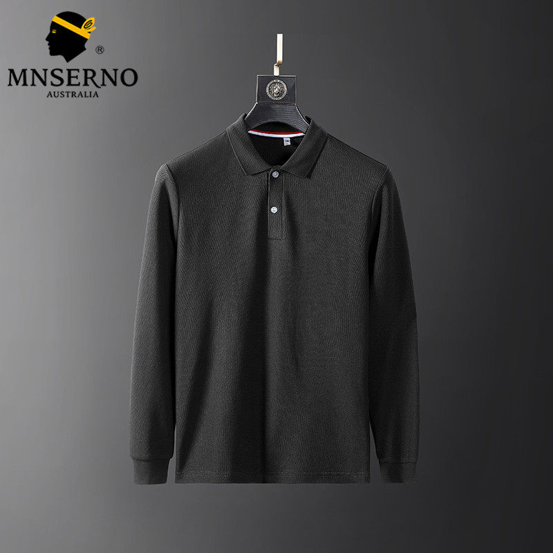 曼西尔奴男士修身休闲百搭纯色珠地棉T恤衫青年百搭商务保罗衫潮