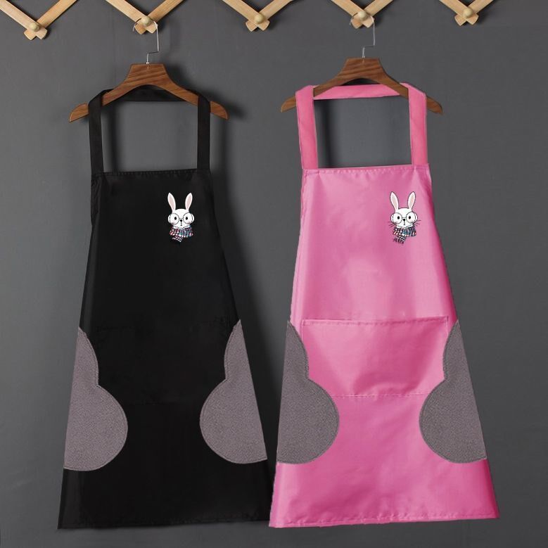 Apron ins wind can wipe hands waterproof and oil-proof kitchen home cooking Korean cute suspenders coveralls work clothes