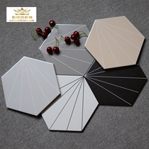  High-end black and white gray gray small hexagonal brick 200x230 living room yellow hexagonal floor tile bathroom wall brick gray
