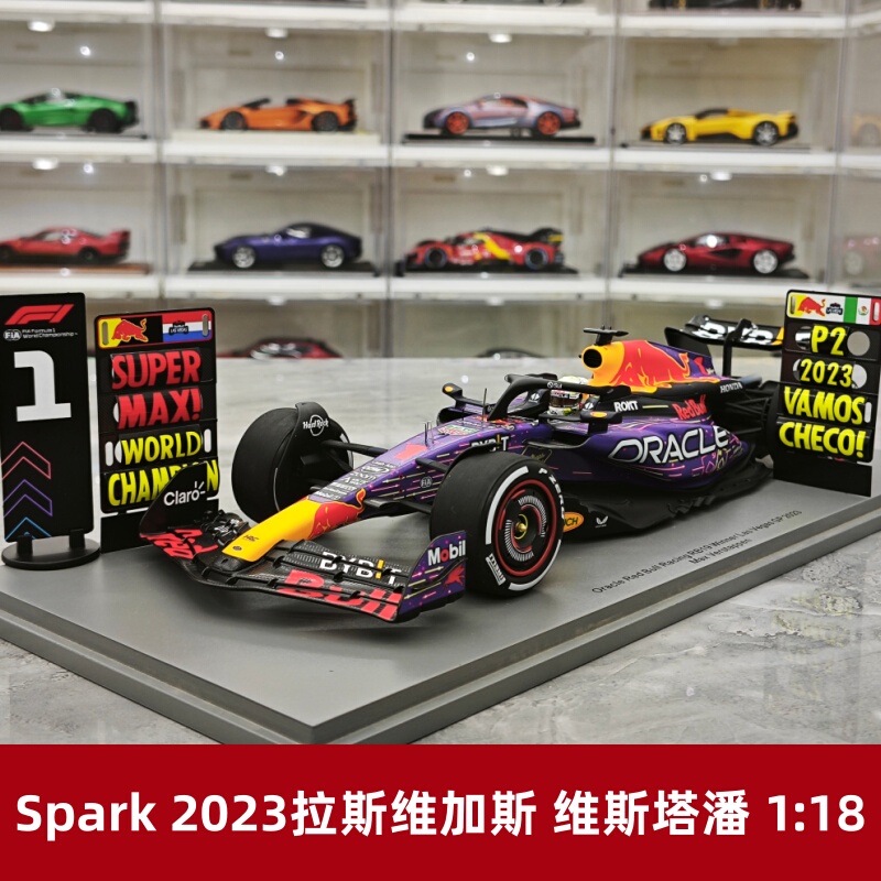 [Rijia Ready Stock] Spark 2023 Las Vegas Rb19 Victory Verstappen Racing Car F1 1:18