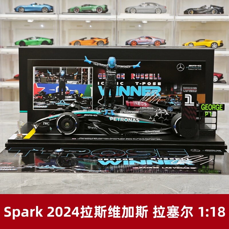 [Rijia Ready Stock] Smc Spark Custom 2024 Las Vegas Race Russell F1 1:18 Collectible