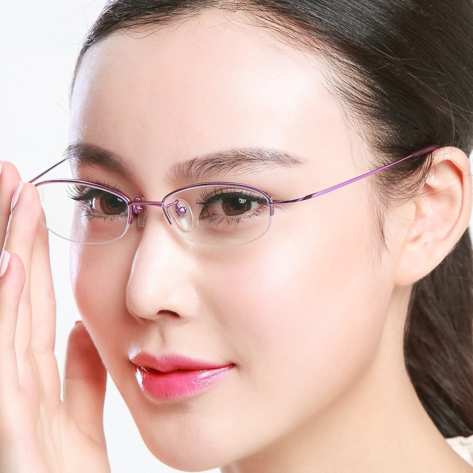 Ultra light small frame Myopia Glasses Female accessories Fashion pure titanium Eye frames Half-frame eye frame Near glasses