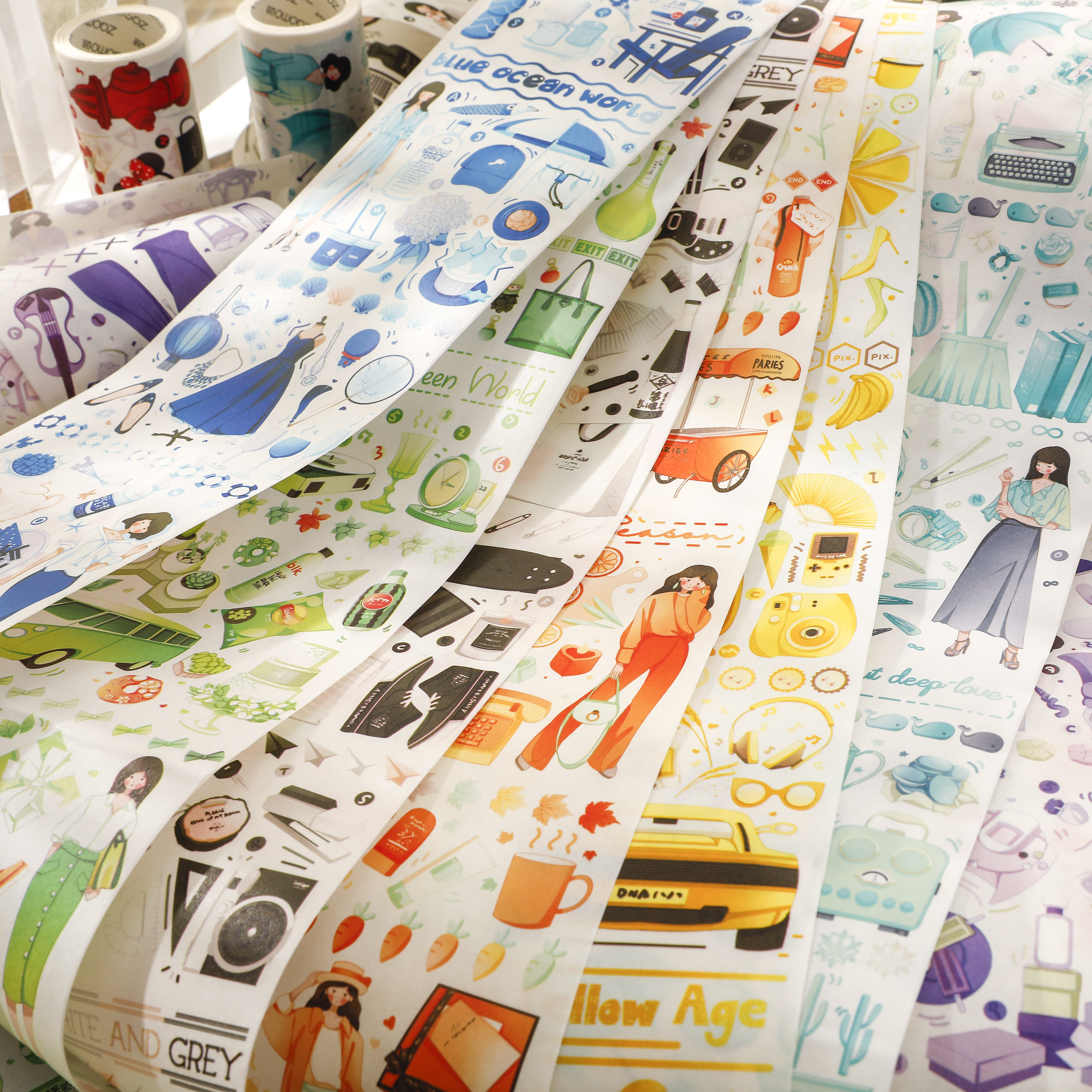 Morning foam life ritual sense and paper tape ins wind color characters whole roll hand account material DIY decorative stickers
