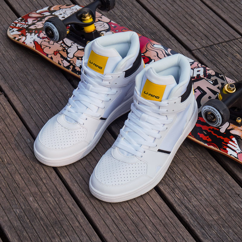 Li Ning sports casual shoes 2022 spring and autumn new high tube fashion trend versatile board shoes men's fashion small white shoes
