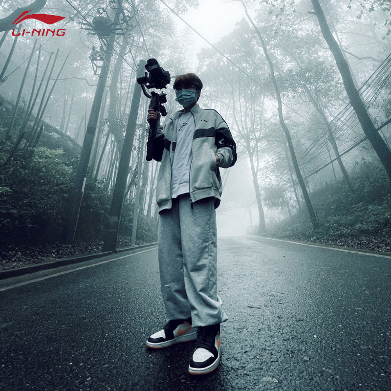 Li Ning sweater female couple 2022 new early spring loose plus velvet thick top stand collar zipper jacket men's tide