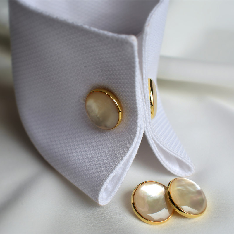 Maguolo's Jade Soul Deep-Sea Shell French Shirt Cufflink Chain Double-Ended Button Is a Light Luxury Men's High-End Accessory