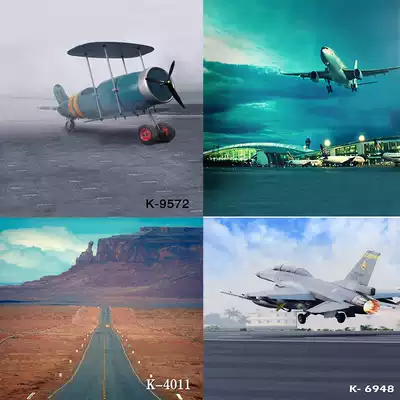 Tarmac runway Aircraft carrier aircraft fighter car theme 3D photo background cloth live clothing background cloth