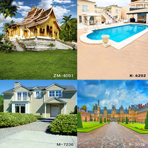 Travel Whole Family Foo Photography Background Cloth Wedding Dress Modern Outdoor Garden Villa Scenery Ad Custom Background Paper