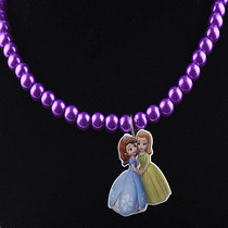 Sophia Princess necklace cute handmade beaded elastic little girl neck decoration colored beads pendant jewelry