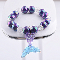 Dream Mermaid Tail Bracelet Purple Korean Fashion Crystal Beaded Bracelet Cute Cartoon Joker Princess Hand String