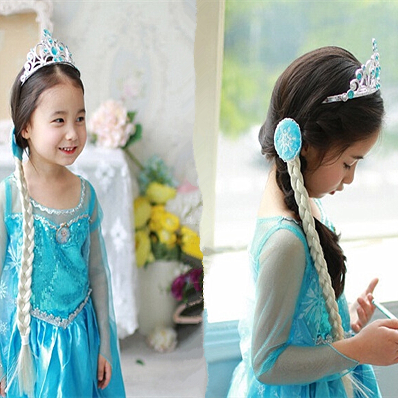 Frozen and Frozen Curiosity Princess Wig braid braid Anna Sophia long hair hoop braid children's headdress