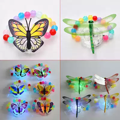 Children's luminous bracelet Handmade beaded colorful plastic Butterfly Dragonfly Glitter Bracelet Girls Luminous bracelet jewelry