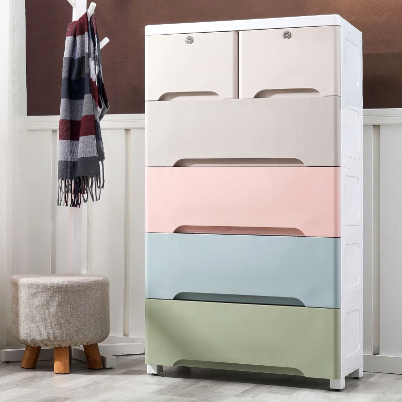 Thickened drawer storage cabinet Simple plastic baby wardrobe Baby children's toy storage cabinet Combination storage cabinet