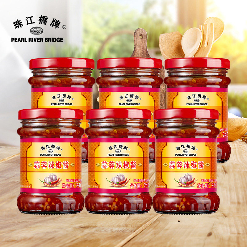Pearl River Bridge Garlic Sauce Chili Sauce Low Fat Sauce 240x6 Lower Spicy Sauce Light mix Mix Rice Sauce Commercial