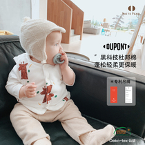 White Pearl 2020 autumn and winter baby warm padded printed vest Baby thickened vest DuPont cotton
