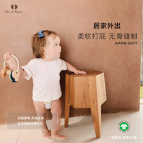  White Pearl 2021 Spring and summer baby organic cotton skin-friendly short-sleeved bottoming shirt Baby comfortable short-sleeved top