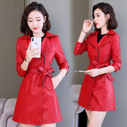 Fall 2020 mới Xu hướng thời trang Slim Long Long Pocket Zip đi lại phụ nữ áo khoác da cừu