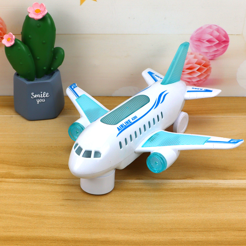 Universal electric simulation aircraft Children's music luminous automatic steering fun baby boy cool toy