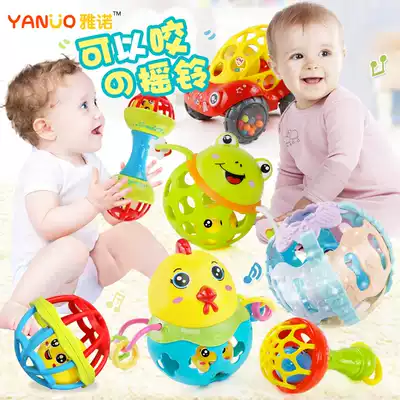 Hand Bell toy baby boy 0-1 year old baby hand grip can bite soft rubber boys and girls 3-6-12 music sticks