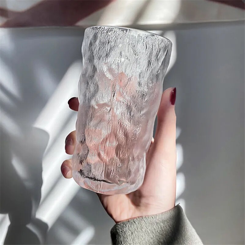 Immortal face value, enjoy the hazy beauty, Japanese-style glacier pattern fruit drink glass