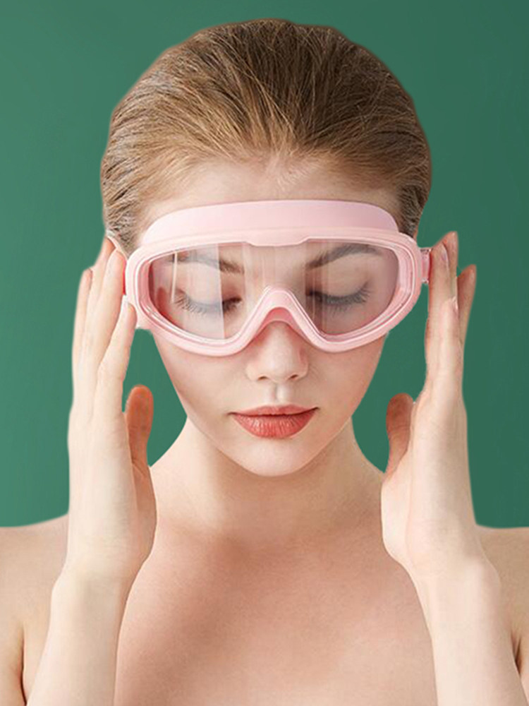 (Fairy Girl House) ins wind large frame HD waterproof anti-fog swimming glasses unisex with earplugs