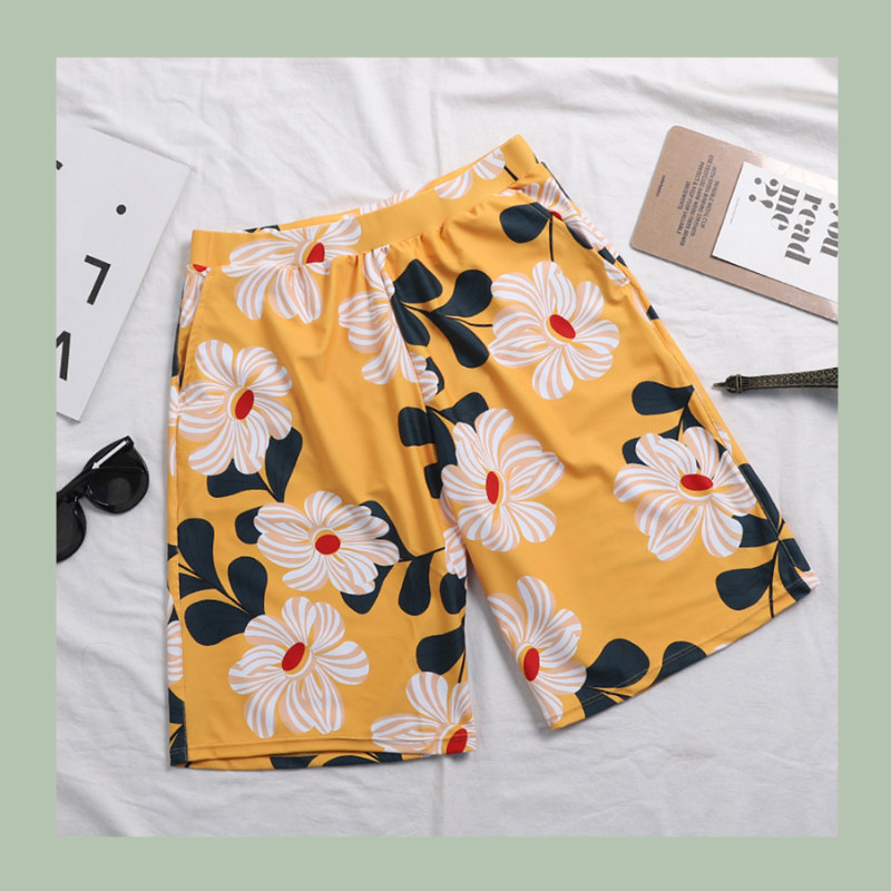 Can be launched into the water beach pants men ~ swimming soaking hot spring quick drying ~ anti-embarrassing loose five points couple men's swimming trunks ~