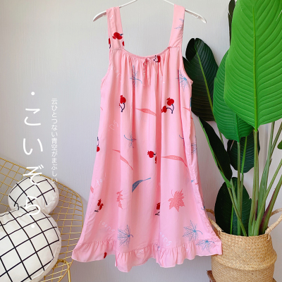 Mùa hè Hàn Quốc phiên bản của bông nhân tạo Pyjama dễ thương sexy cotton lụa sling womens đồ ngủ tươi cỡ lớn nhà của học sinh quần áo.