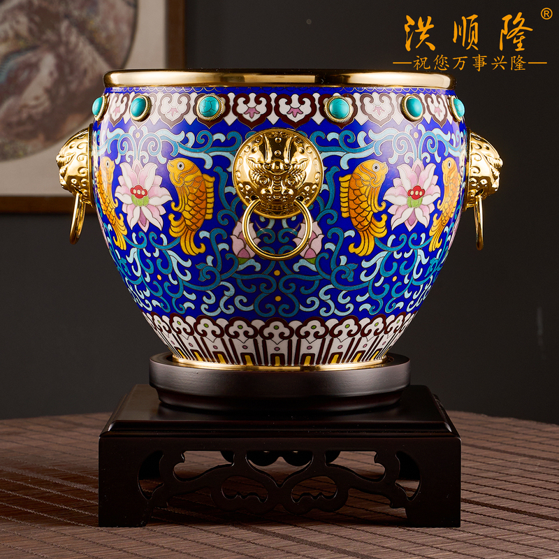 Dragon Teng Four Seas Fortune Jar Dai Jialin Cloisonné Crafts Ornament Treasure Bowl Opening Prosperity Jar
