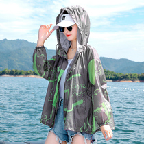 Printed sunscreen clothes women summer 2021 New UV protection breathable thin short coat size long sleeve sunscreen clothing