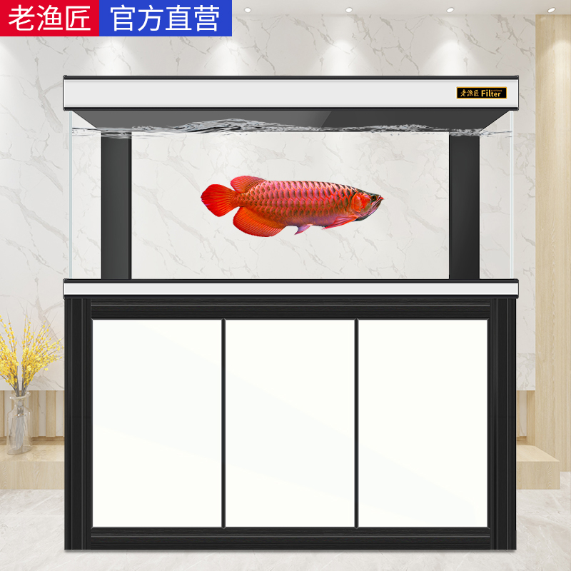 Old Fishing Artisan Fish Tank Free water Ecological aquarium Home Living room rectangles Large white glass-Taobao