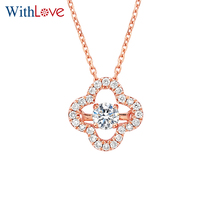WithLove 18K gold group inlaid Clover smart diamond pendant necklace real diamond rose gold choker