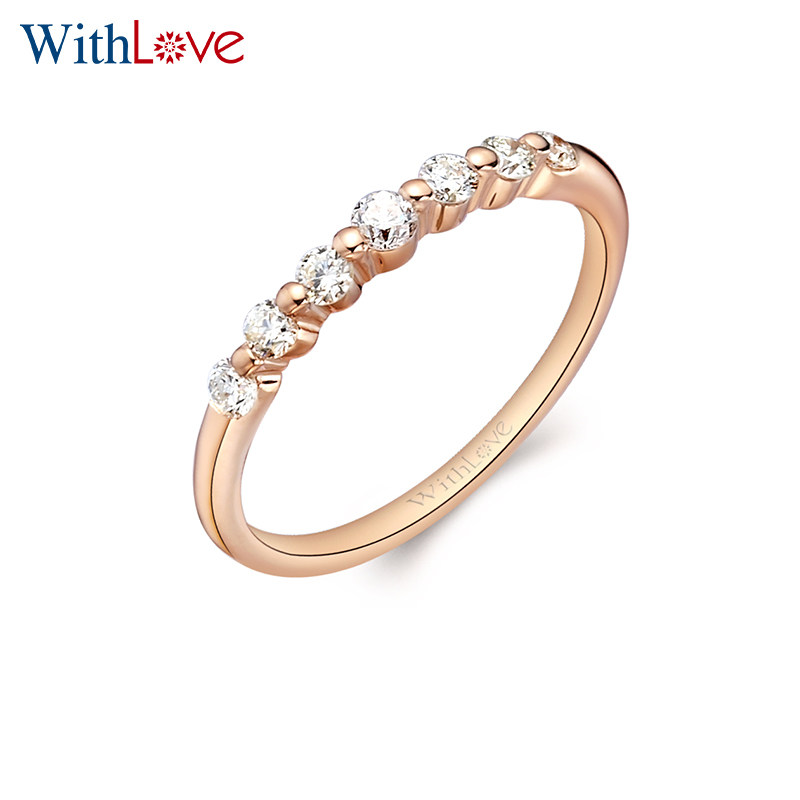 WithLove Cronyism the more Rose 18K Gold 25 Sub-lined Diamond Ring Diamond Female Ring Sunshine