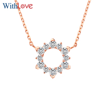 WithLove Rose 18K Gold Snowflake Diamond Pendant Platinum Chain Necklace Set Chain Gift to Girlfriend