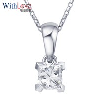 WithLove only love the more white 18K gold 30 princess square diamond pendant fashion square item pendant hope
