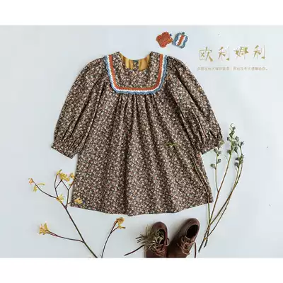 Orina Lili Japan imported environmentally friendly printing handmade pin retro princess style spring and autumn dress