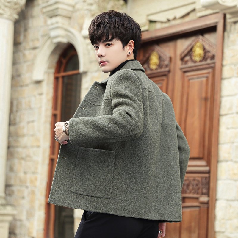 Mao-Nee Coat Men Short Fall Winter Cashmere Fixed Double-sided Jacket Englishlamb Maoney Cover