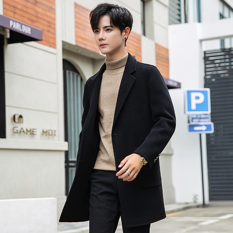 Men's cashmere large coat with long winter workout Korean version double sided, wind clothes trend thickened wool Wool Coat