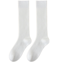 Calf socks womens summer thin pure cotton jk white stockings half-leg mid-high summer stockings with skirt