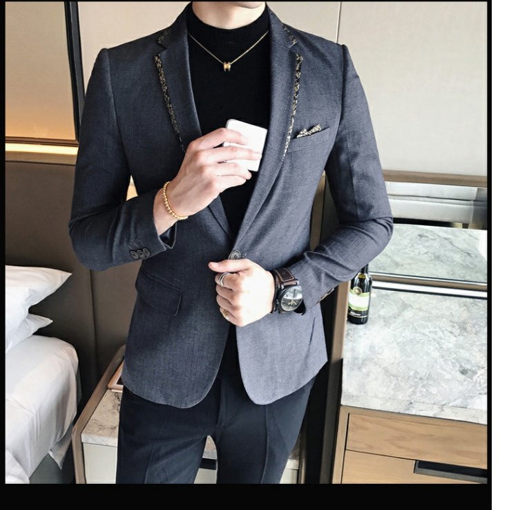 Chú rể Hôn nhân Phù hợp với Máy chủ Trình diễn Trang phục Thợ làm tóc Hộp đêm Phù hợp với Nam Thêu Tiệc Tiệc đồ công sở nam