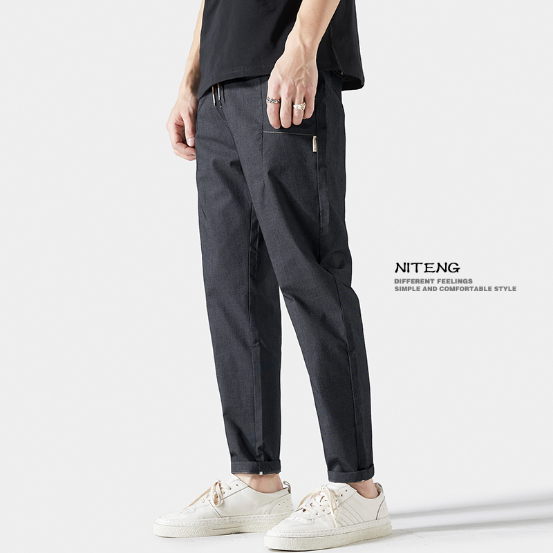 Summer men's casual pants thin straight tube loose nine-point pants men and Korean version of trend hundred cigarette pants for men and autumn