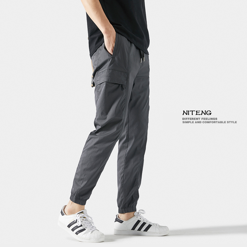 Spring and Autumn Nine-point Workwear Pants Men's Tide Brand Loose Beam Sports Thick Cotton Pants Men's Trend Casual Pants Men's Autumn