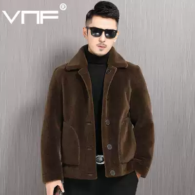 Haining fur men real lamb wool sheep cut velvet grain men's fur short double-sided one leather jacket jacket