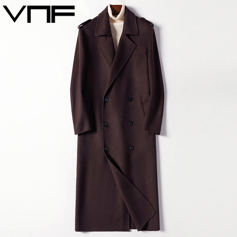 2021 wool coat men's double-breasted over-the-knee long double-sided Ni trench coat Autumn wool Ni Zi coat without cashmere