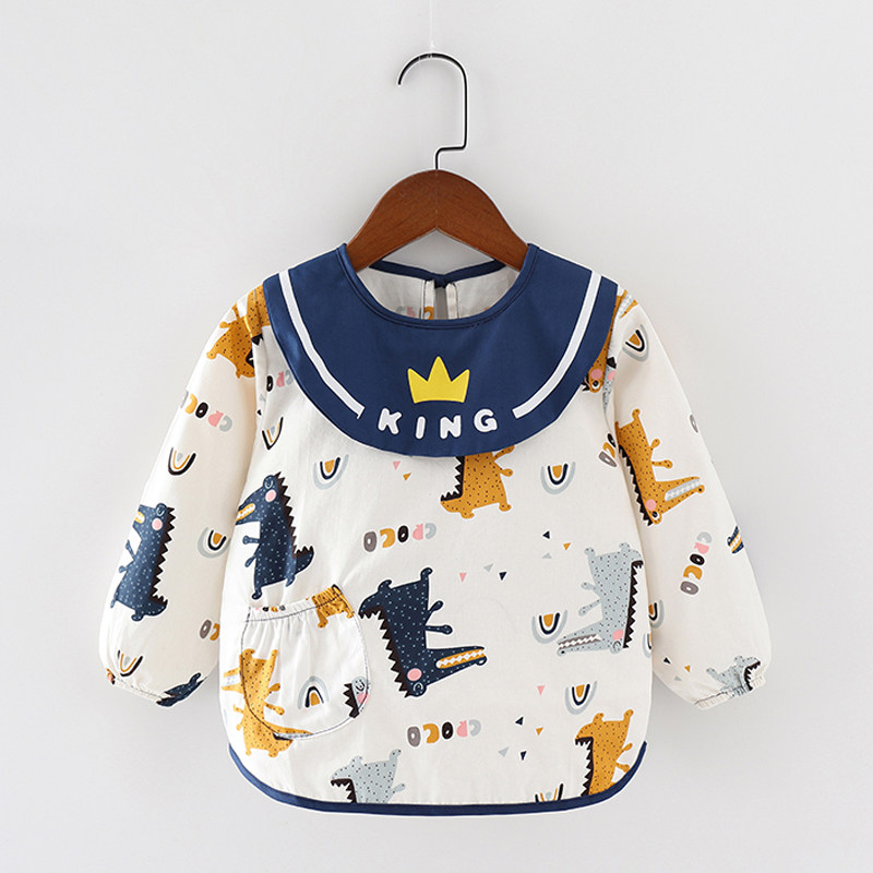 Baby overshirt waterproof eating bib reverse dressing cotton children long sleeves boys and girls apron anti-dirty baby protective clothing