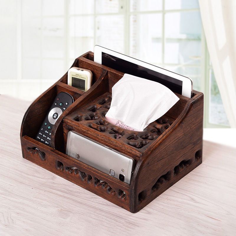 Iserie Eurostyle Retro Solid Wood Multifunction Paper Towel Box Living-room Tea Table Remote Control Containing Box Decorative paper Drawing Box