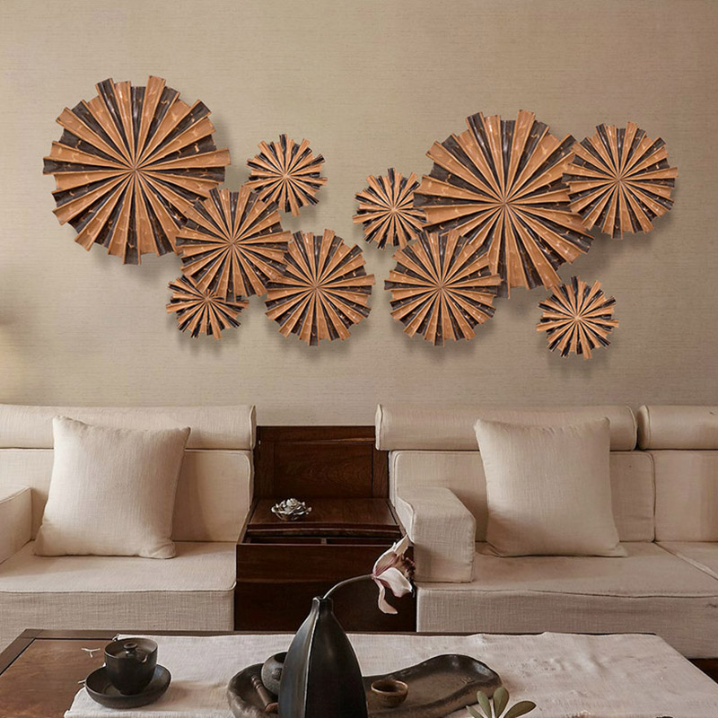 Exotic Home Thai Import Wheel Wall-mounted Southeast Asia Wind Sofa Background Wall Decoration Wall-mounted
