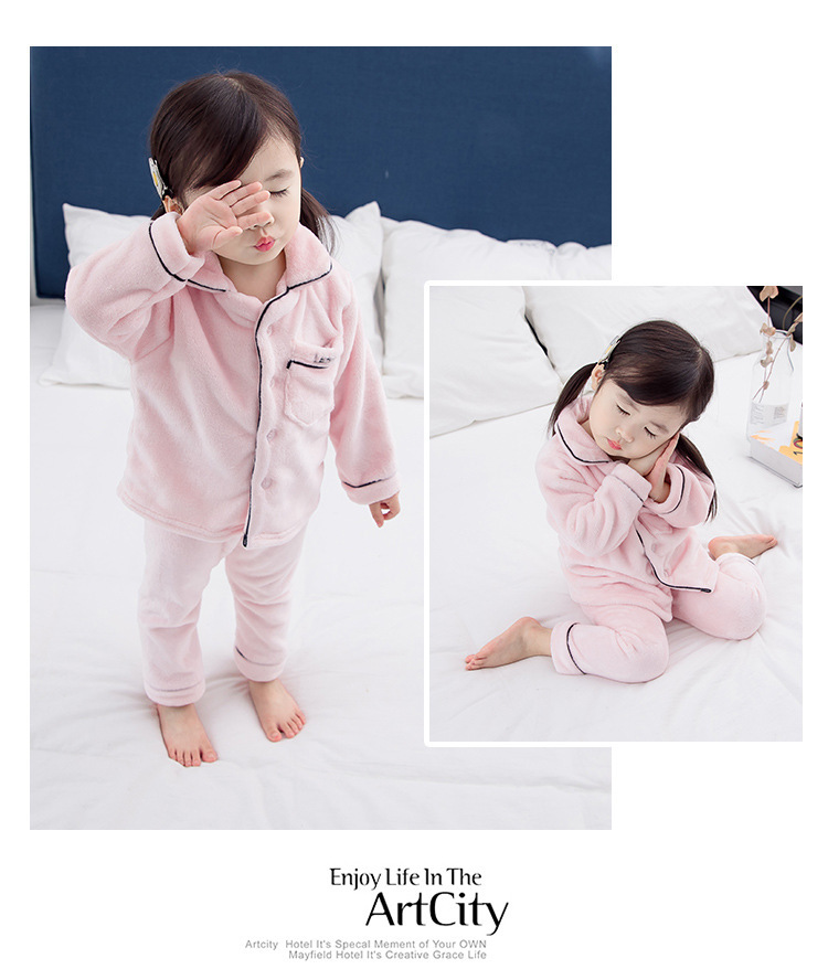 Đồ ngủ cho bé mùa đông san hô lông cừu 1-3 tuổi dính liền kho báu nam dài tay cho bé mùa thu và mùa đông dày flannel bé gái 0 bộ trẻ em phim hoạt hình