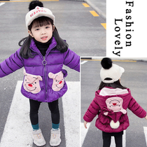 Girls cotton padded clothing thickened winter 2021 foreign women baby cotton padded jacket children short coat winter clothing
